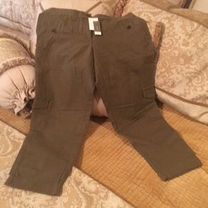 J Crew olive Khaki Capri Pants 2 NWT